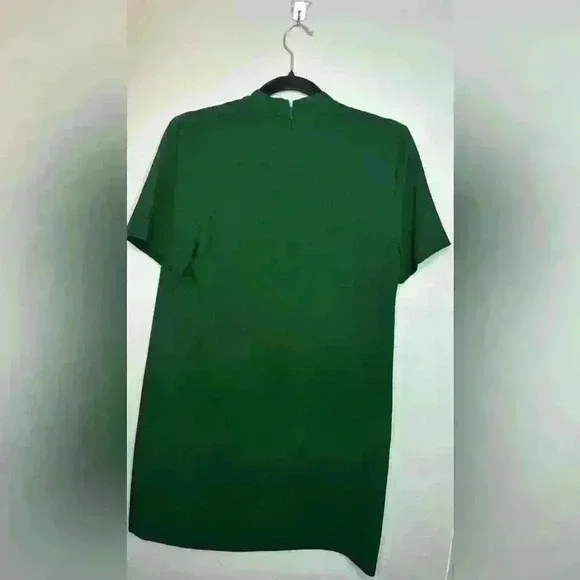 Zara V neck Green Short Sleeves Cut Out Choker Dress Size S - Picture 6 of 7